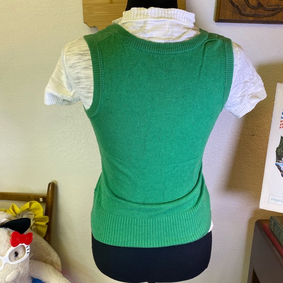 Vintage Y2K American Eagle Green Preppy Sweater Vest XS + Layering Cardigan XS - Picture 4 of 16